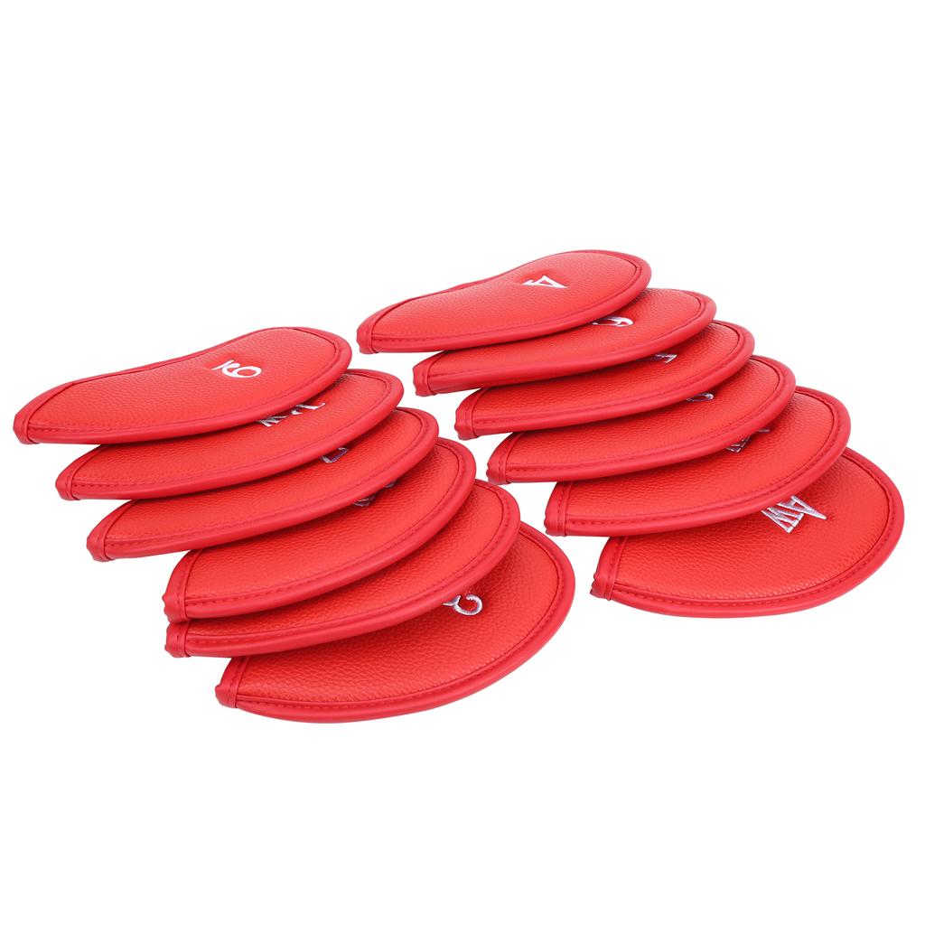 12 Stück Tasche Golfschläger Eisenkopfschoner Wasserdichter Schutz Golfschlägerkopfschutz mit Nummernrot