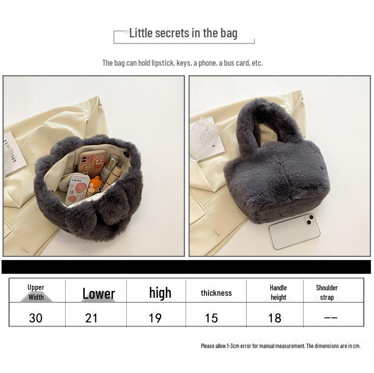 Elegant Plush Women's Handbag: Trendy, Fashionable, Versatile Autumn/Winter Bucket Bag
