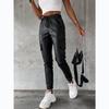 European & American Autumn/Winter Street Style Waist-Cinching Leather Drawstring Pants