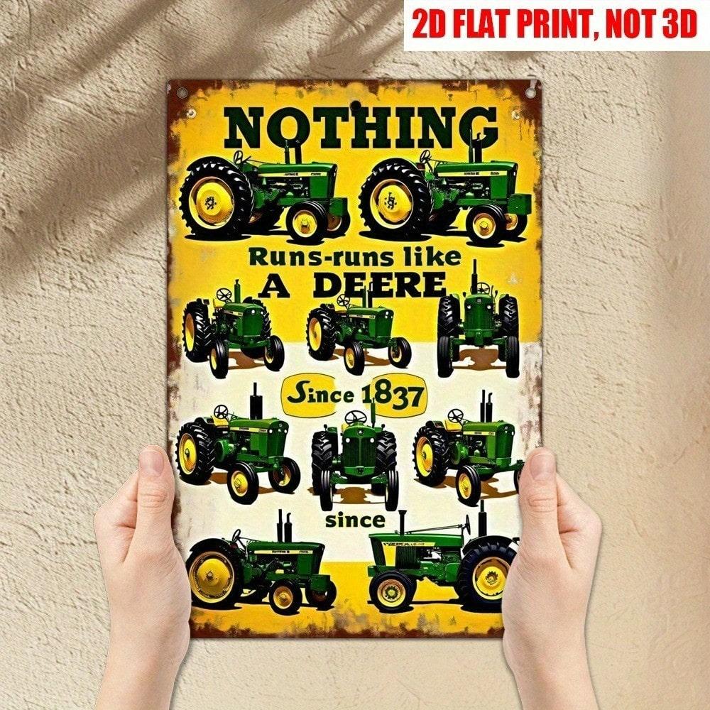 Segno da Parete in Latta Metallica John Deere Vintage Arredamento Rustico da Fattoria Garage
