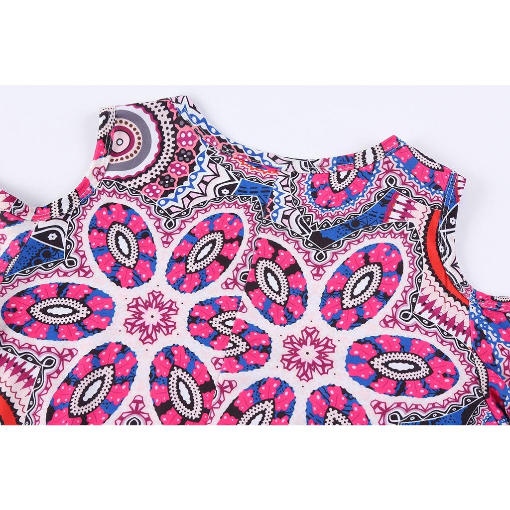 QICED Летний принт с открытыми плечами и коротким рукавом — фото 9