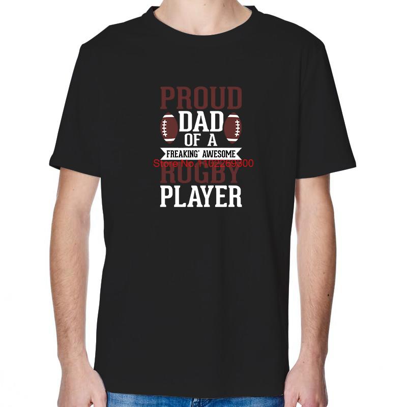 Proud Dad Of A Rugby Player Fashion Tees Tops Cotton New Shirts And TShirts Casual Unisex Streetwear Round Neck TShirt