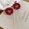 Silver Needle Fluffy Tassel Bow Earrings: Retro, Creative, High-End Winter Accessories for Women