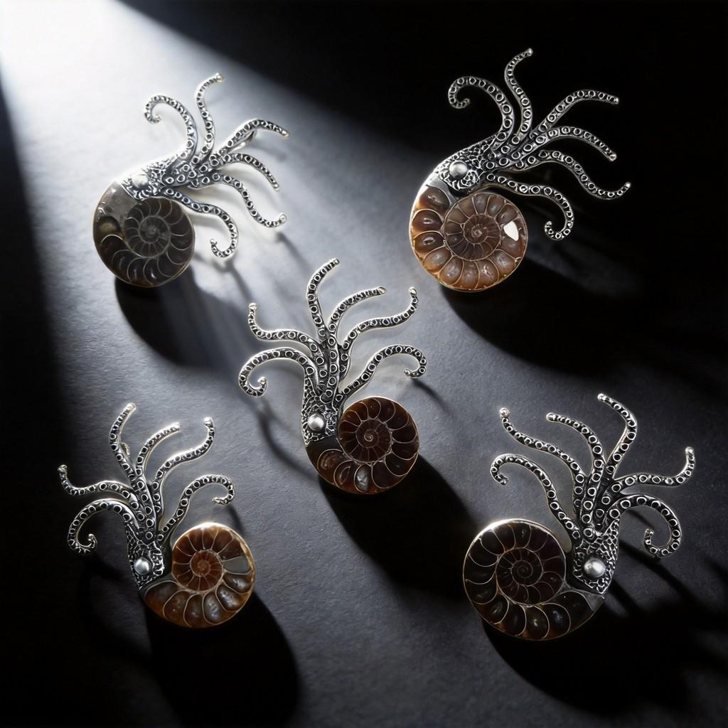 Marine Animal Shell Brooch With Handmade Metal Design For Fashion Accessories