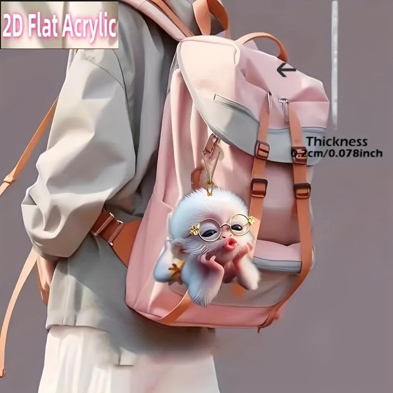 Cute 2D Monkey Car Mirror Hanging Ornament - Adorable 2D Flat Monkey Keychain, Backpack Pendant, and Christmas Tree Decoration