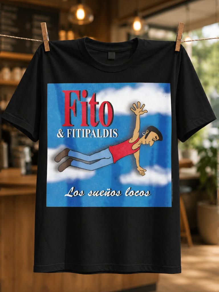 Fito Fitipaldis Los Suenos Locos Sky Scene Flying Cartoon Figure And Soft Blue Album Art Style Unisex All Tshirt