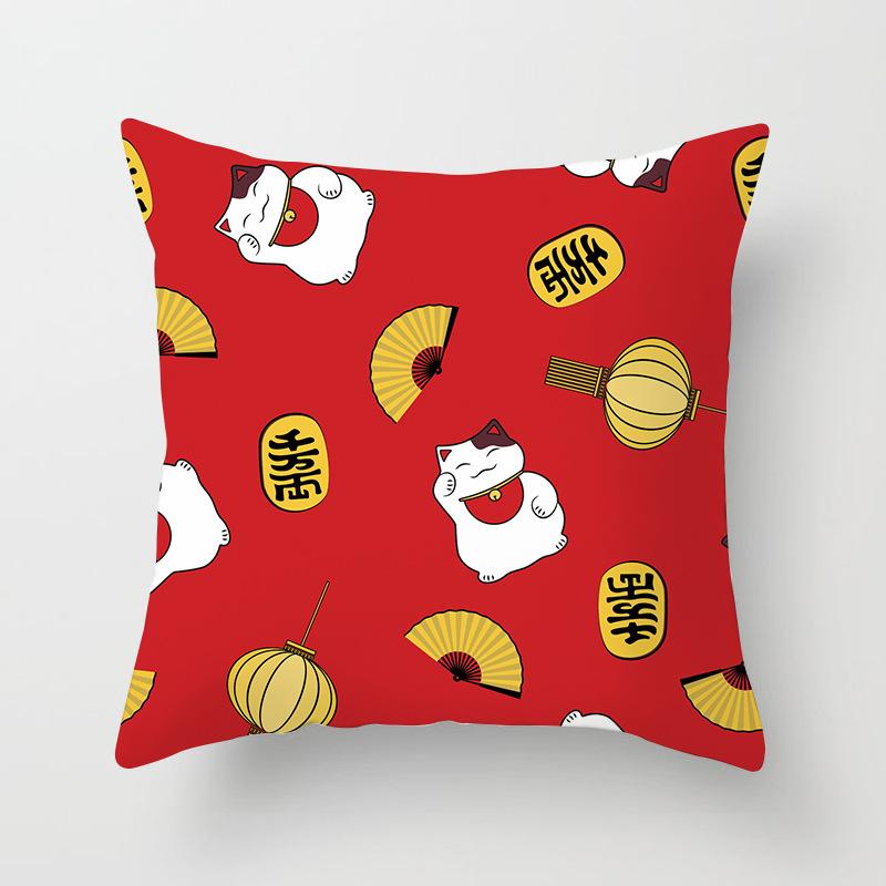 New Style of Lucky Cat Series Pillowcases, Home Office Sofa Pillow Cushion Covers, Seats