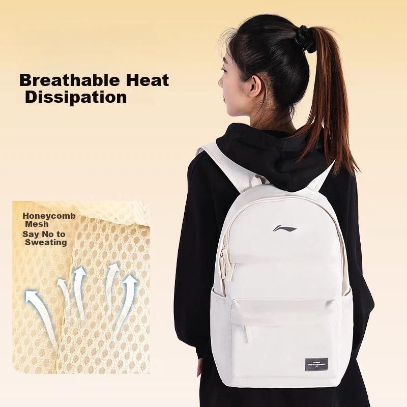 Li-Ning Travel Backpack, Laptop Bag, Large Capacity, Sport Bag, White, 20L