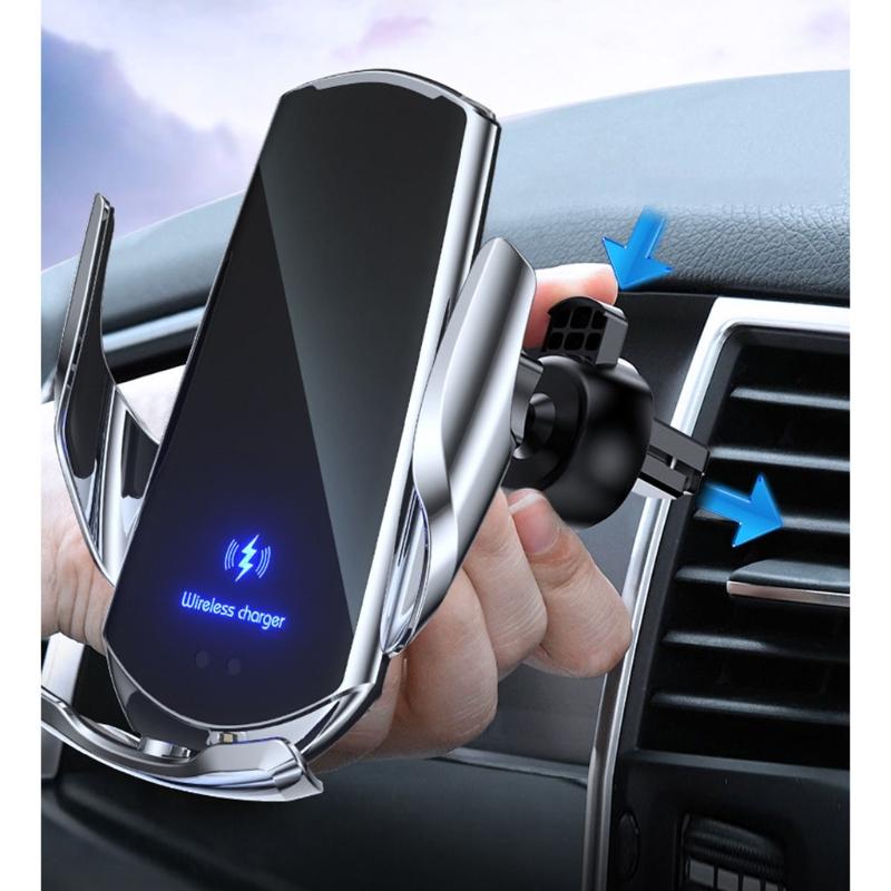 Suporte automotivo premium para celular, carregador sem fio, abertura por indução, fechamento de navegação, estrutura de fixação, suporte automático