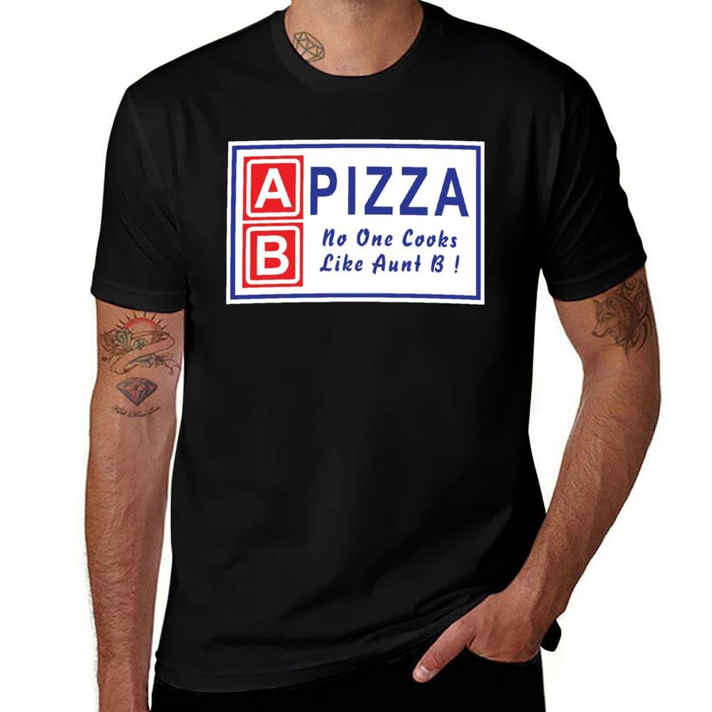 AB Pizza No One Cooks Like Aunt B TShirt Simple Solid Color Crew Neck Tee