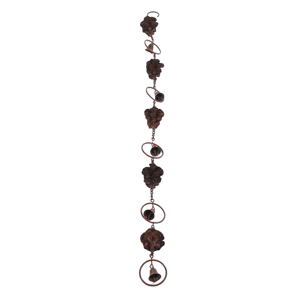 Rain Chain Pine High Efficiency Iron Decorative Rain Catcher Chain with 5 Pine Cones and 5 Bells for Yard Garden