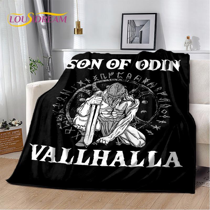 3D Viking Odin Valhalla Nordic Mythology Symbols Blanket,Soft Throw Blanket for Home Bedroom Bed Sofa Picnic Office Travel Cover