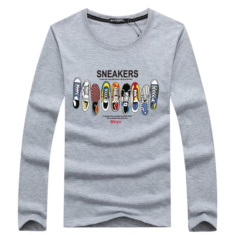 2025 Herren Locker Geschnittenes Langarm-Rundhals-T-Shirt - Trendig & Leicht für den Herbst 4XL graue