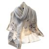 Simulation Silk Handmade Embroidered Scarf Spring And Autumn High-End Foreign Silk Scarf Femininity Easy To Match Decorative Shawl