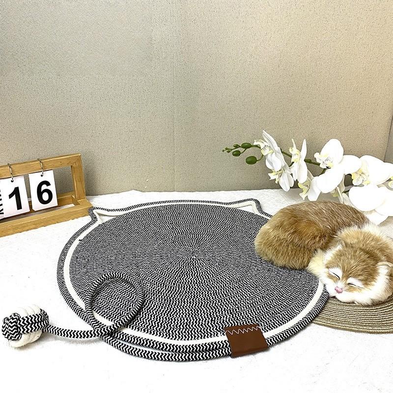 Cotton Rope Woven Cat Scratcher Mat Sleeping Pads With Toy Ball Durable Washable Pet Bed For Cats Owners