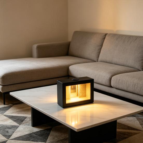 Huaqianguhh Cornice Portafoto LED in Legno Luce Notturna, Lampada da Tavolo Tunnel Infinito con Illusione a Specchio, Custodia Antipolvere Nera Opaca, Ornamento da Tavolo a Doppio Uso