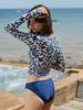 Painbei Ruched Rashguard, Ethnic Blue