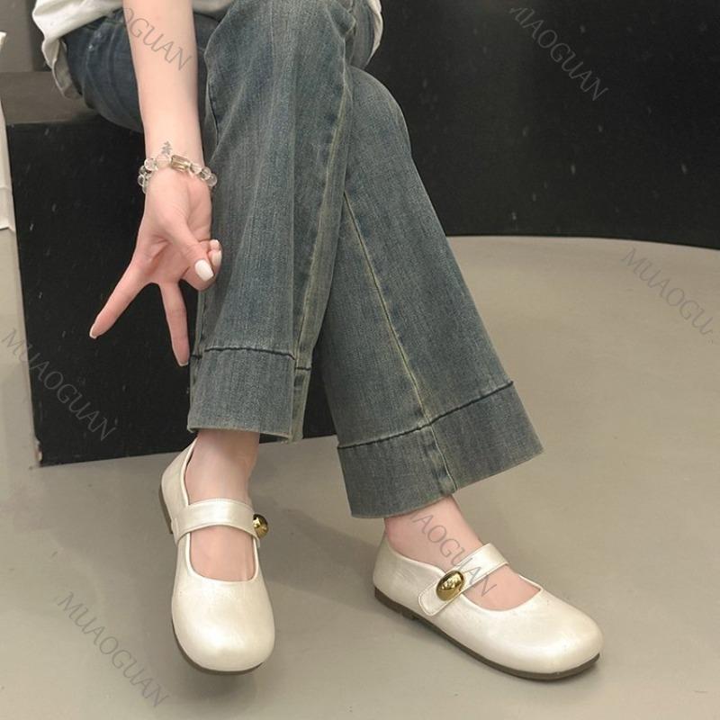 Fashion New Spring Aututmn Flat Mary Jane Women's Shoes Round Head Shallow Mouth Casual Shoes for Women Slip on Solid Soft Bottom Flats