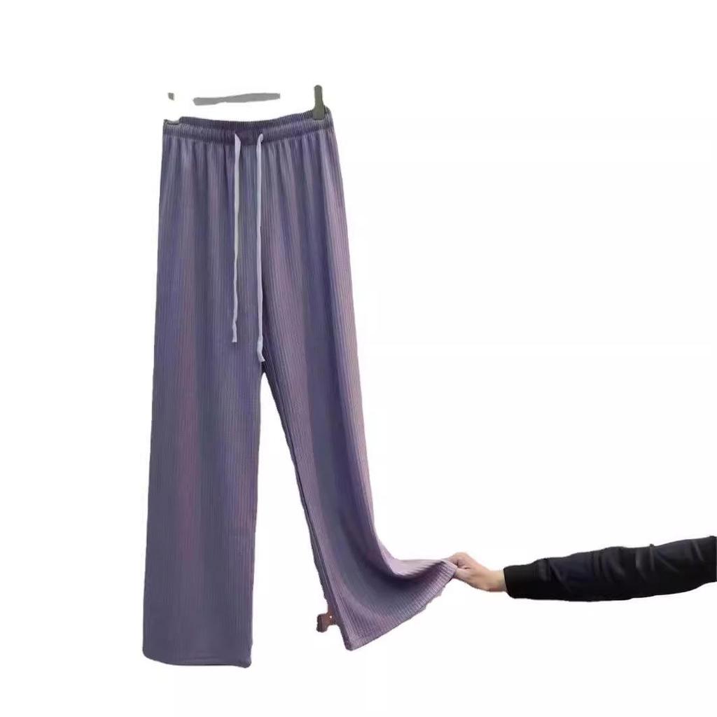 2025 Damskie spodnie z wysokim stanem, szerokimi nogawkami i sznurkiem do ściągania, z lampasem w kształcie błyskawicy