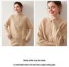 2025 Women's High-Neck Cable Knit Cashmere Sweater - Loose, Versatile Half-Zip Jumper for Autumn/Winter