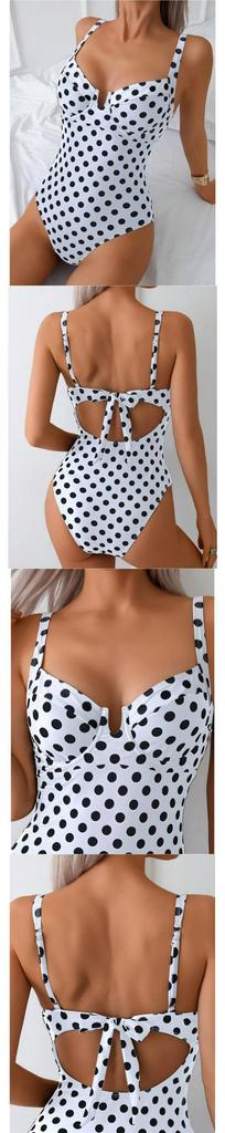European and American Polka Dot Bikini - Women's Conservative White Swimwear