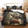 Dinosaur Monster Truck Duvet Cover Single Soft Microfiber Bedding Sets,Monster Truck Comforter Cover with Zipper for Kids Adults