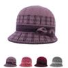 Middle-aged and Elderly Winter Velvet Thickened Mother Hat Bow Basin Hat Outdoor Fashion Versatile Warm Knitted Wool Hat