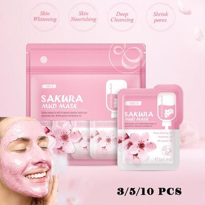 LAIKOU Sakura Mask Mud Erfrischende Tiefenreinigung Whitening Pore Shrinking Mask Gesichtspflegeprodukte