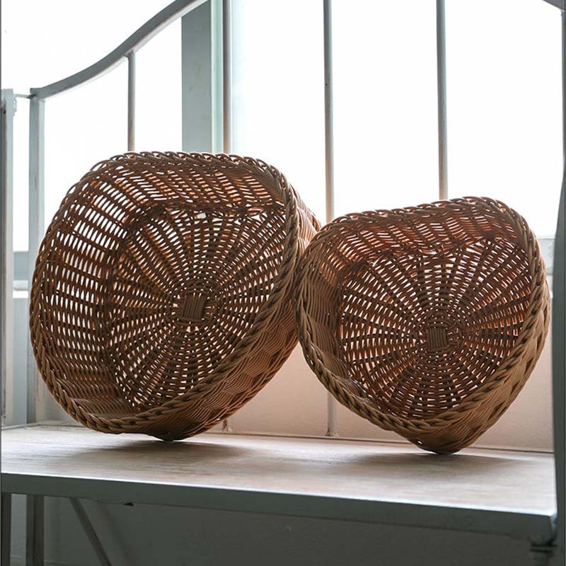 Imitation Rattan Desktop Fruit Plate Snack Candy Basket Festive Dried Fruit Melon Seed Plate Heart-shaped Living Room Storage Basket Vegetable Plate
