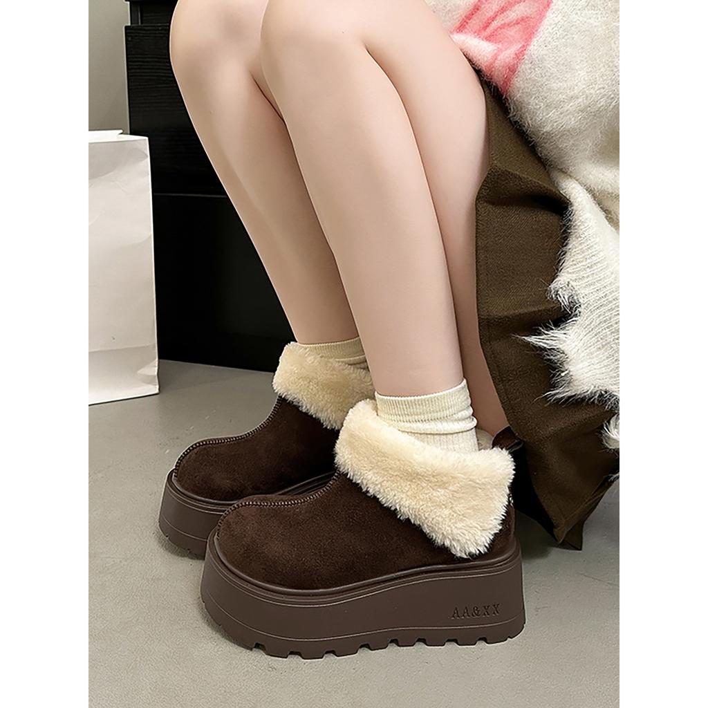 Fleece thickened warm thick-soled snow boots winter non-slip heightening cotton shoes