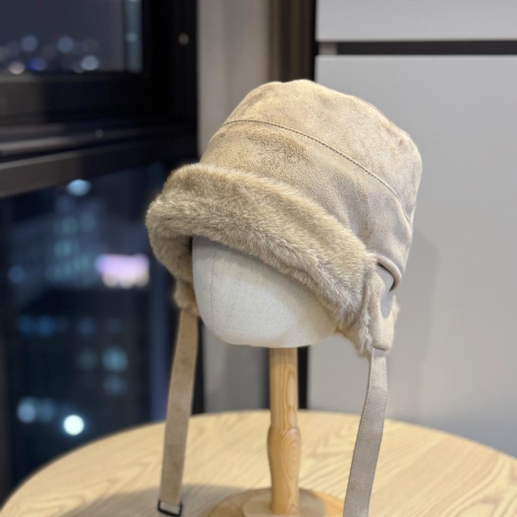 New Autumn and Winter Suede Thickened Ear Protection Lei Feng Hat Women's Outdoor Warm One Hat Multi Wear Fashion Personalized Fisherman Hat