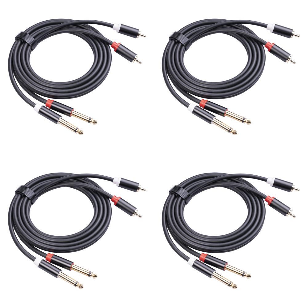 Audio Cable Shielded Gold-Plated HiFi Sound Dual RCA Male To Dual 6.35mm Male Stereo AUX Cord for Speaker Mixer Amplifier