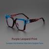 Oversized Square Reading Eyeglasses Anti- Blue Lightweight Blue Leopard Big Frames Computer Goggle Luxury Design Prescription Glasses