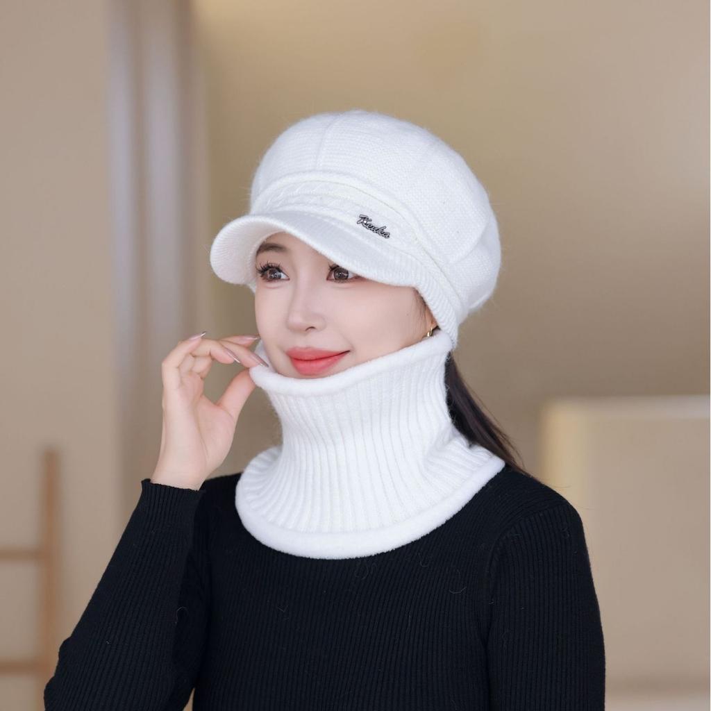 New Versatile Wool Hat for Autumn and Winter Women's Fashionable Thickened Warm Knitted Cold Proof Ear Protection Windproof Hat