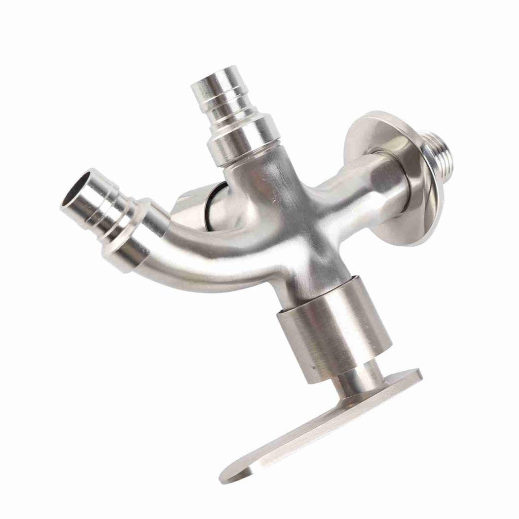 Kran Wodny Gwint Męski G1/2 Podwójne Wyjście Stal Nierdzewna Bateria Wodna do Ogrodów Pralek