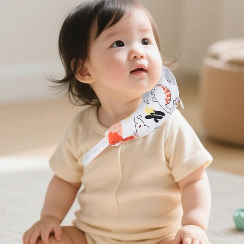 Breathable Cotton Baby Pillow Crescents Shape Neck Support Cartoon Pattern Bedding Pillow for Newborns