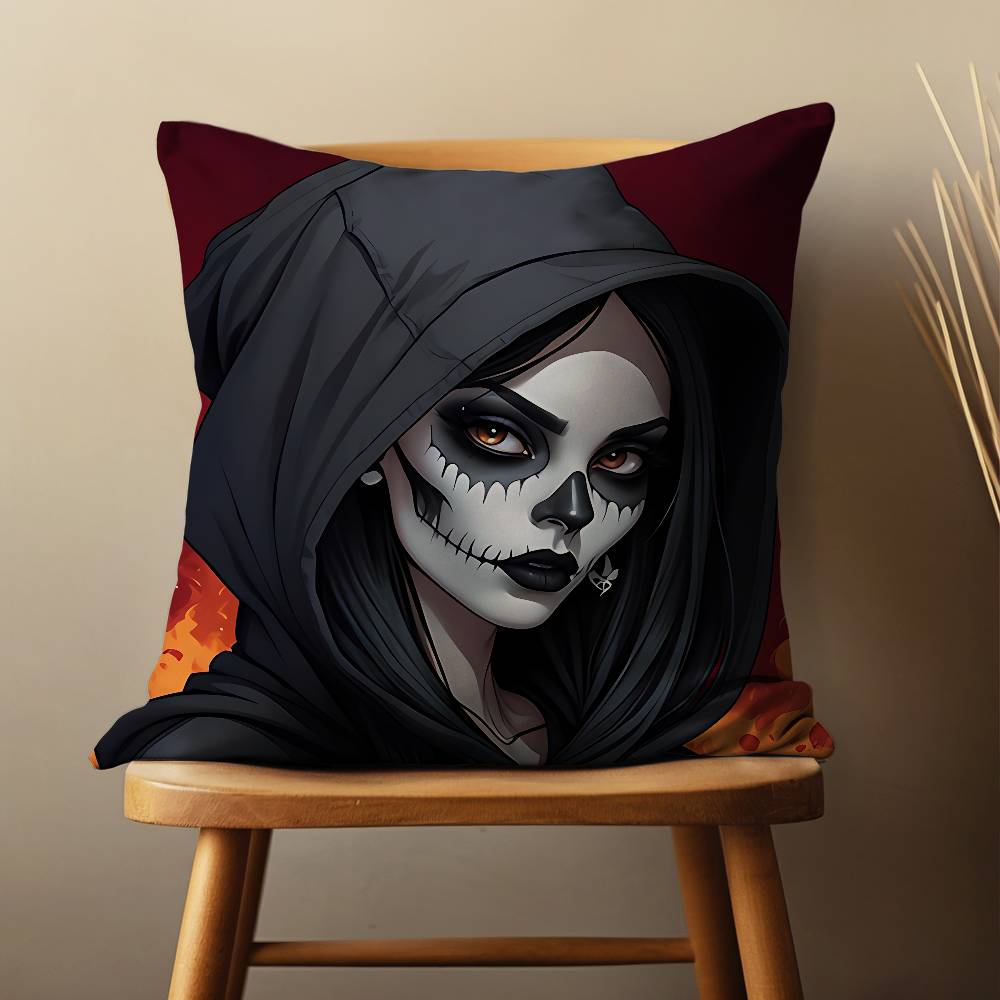 Mexican Skull Girl Catrinas Pillow Case For Room Sofa Cushion Cover Suitable For Home Bedroom Decoration And Protector