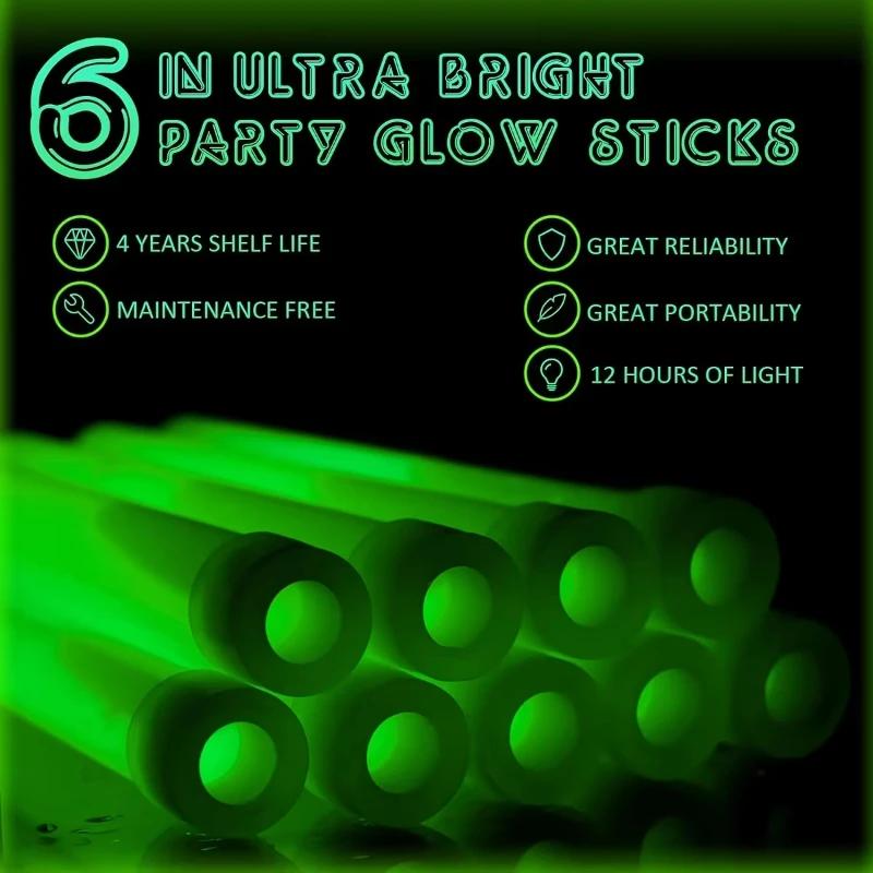 Top-quality LED Glow Stick with Hook 6 Inch Fluorescence Light Glow Sticks for Hiking Camping Outdoor Concert Party Light