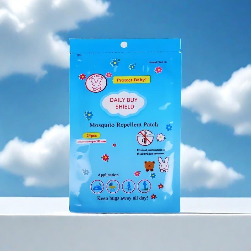 120 Blue Lotus Mosquito & Insect Repellent Oil Patches for Adults & Kids - Cartoon Design for Outdoor Use
