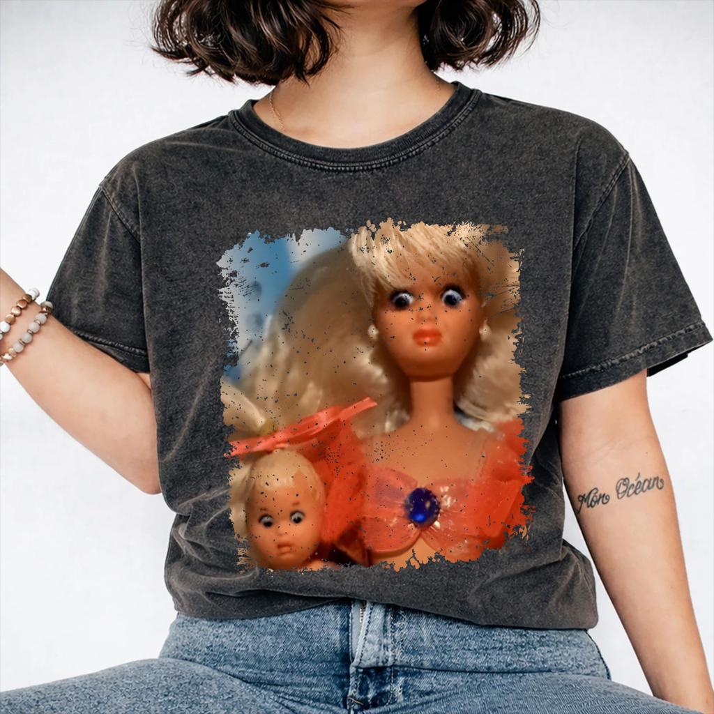 Poupée Meme Visage Dégoûté Babe T-Shirts Lavés Streetwear Hip Hop T-shirt Original T-shirts Hommes Femmes Manches Courtes Streetwear