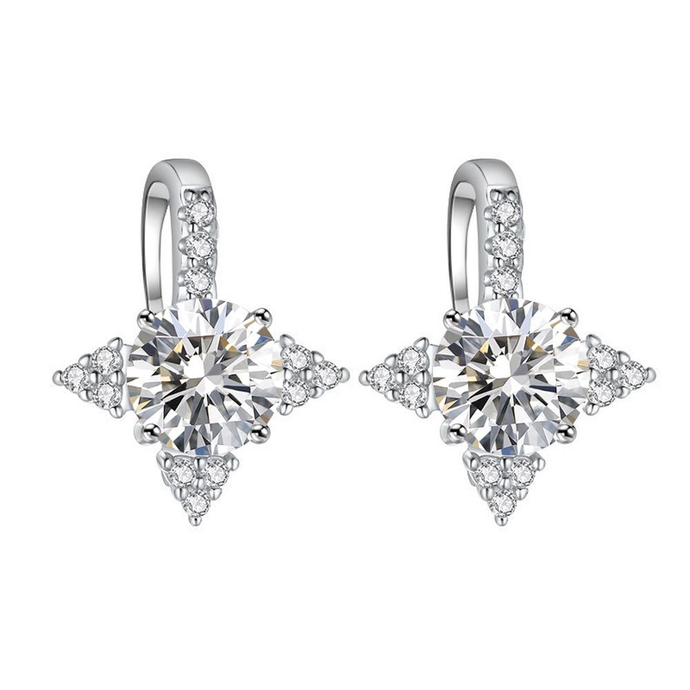 925 Sterlingsilber Moissanit Stern Ohrringe - Minimalistisch, Leichter Luxus, Super Funkelnde Ohrhaken für Damen