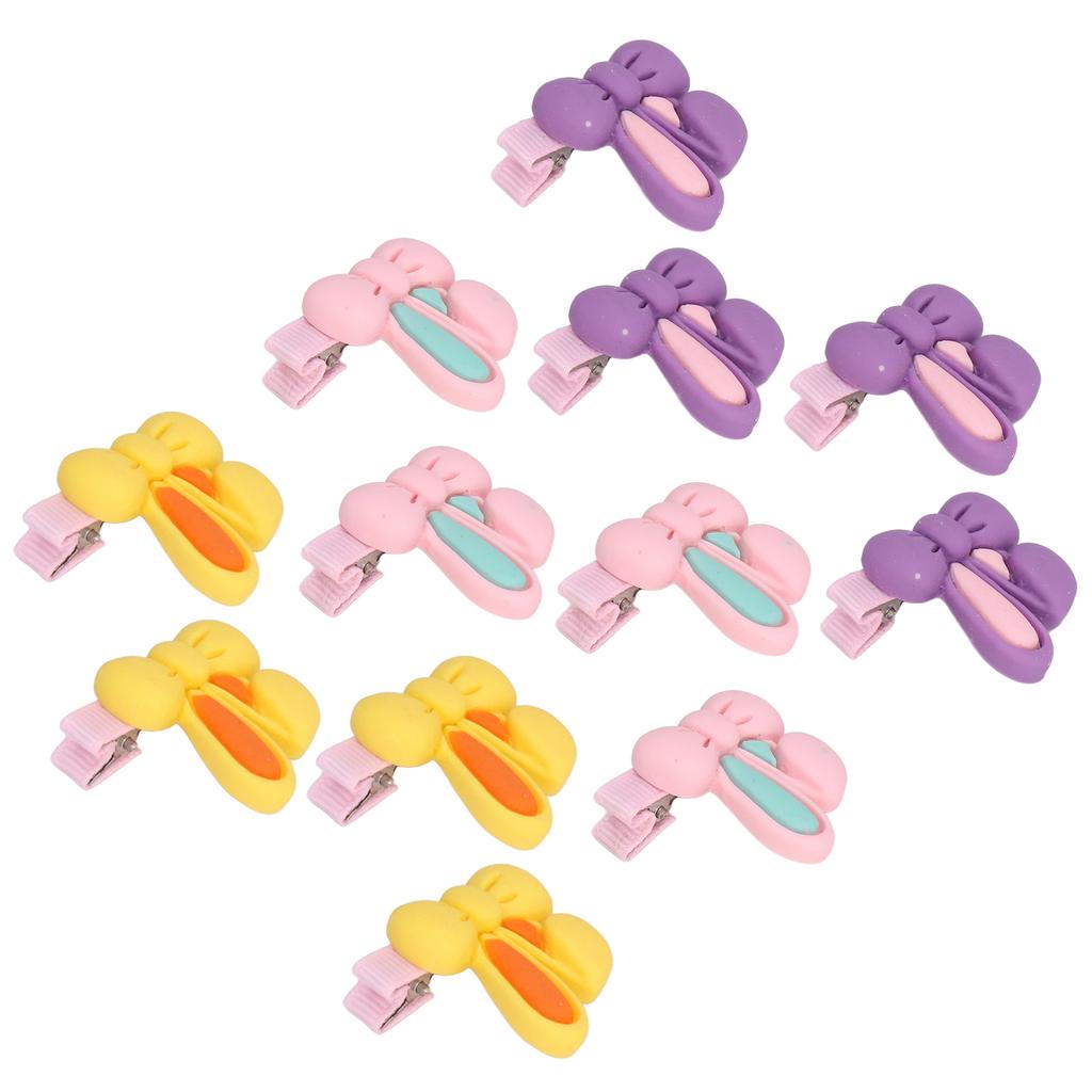 12pcs Pet Hair Clips Bunny Ear Design Resin Dog Grooming Hairpins for Long Haired Cats Puppies