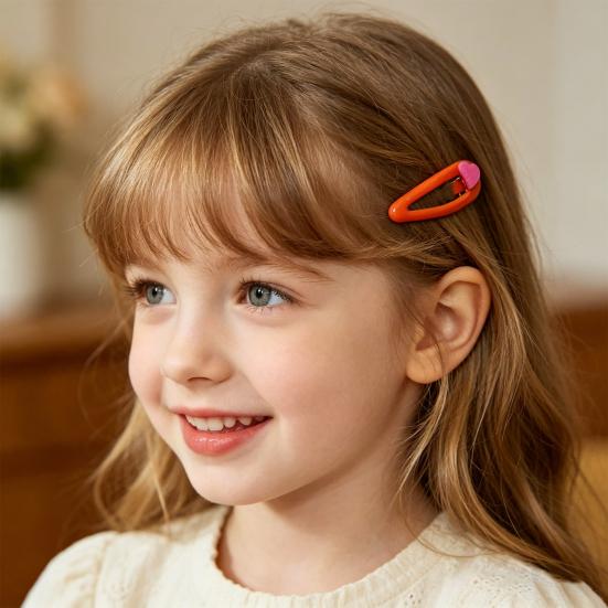 5Pcs Kids Hairpins Scratch-Resistant Surface Heart Decoration Girls Hair Clips Side Bang Hair Pins Hair Accessories