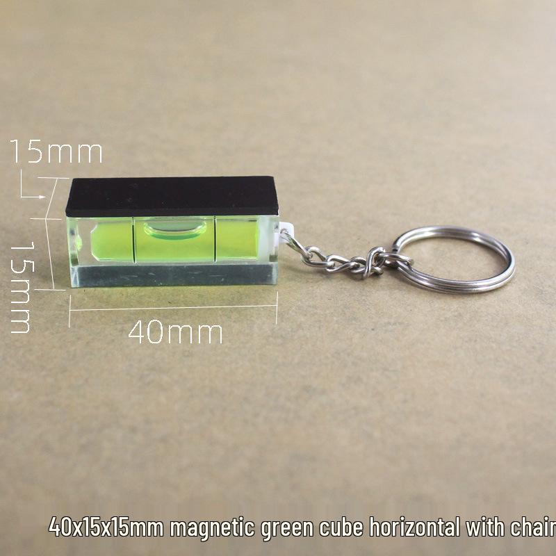 Magnetic Level Keychain with Bubble Ruler and Bead Accents