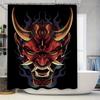 Stylish Dark Red Cartoon Devil Bath Shower Curtain Waterproof Polyester Decorative Home Decor Custom Size Available Black Flame