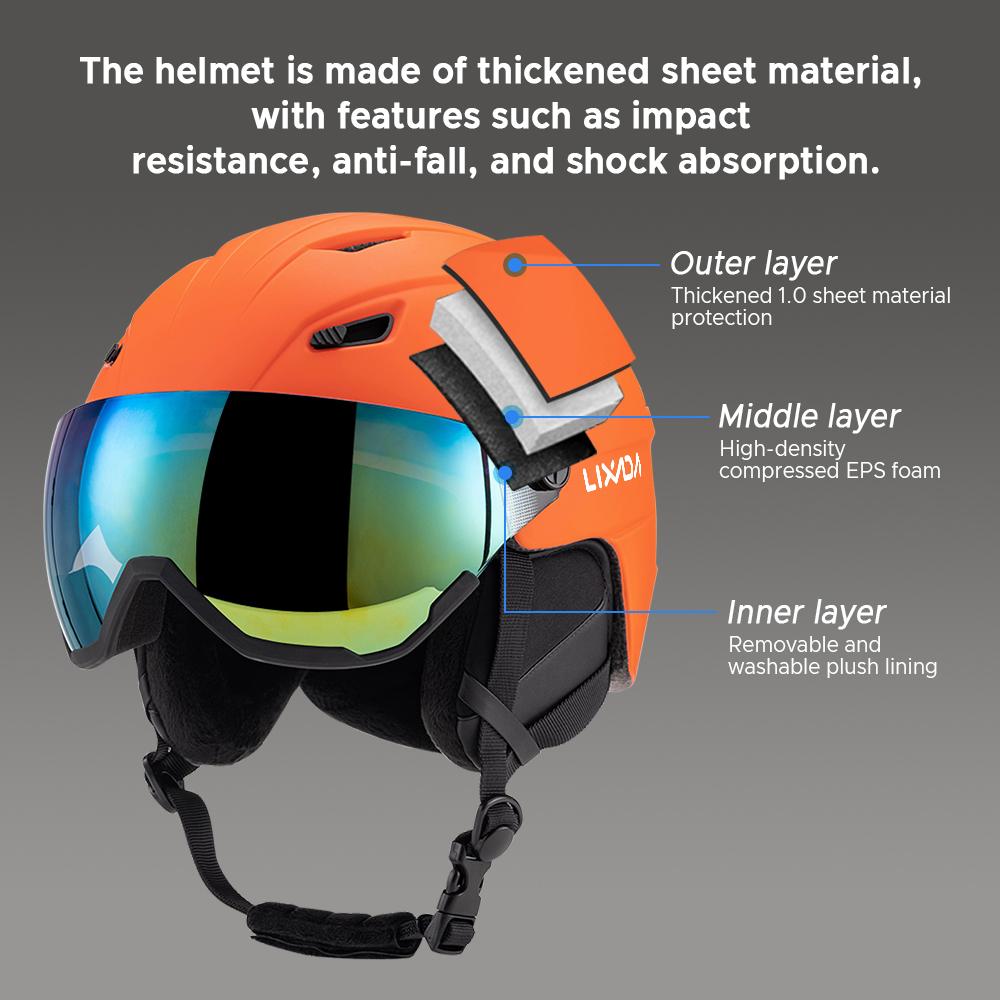 

Integrated Ski Helmet Men and Women Snowboard Helmet with Removable Visor Goggles белый