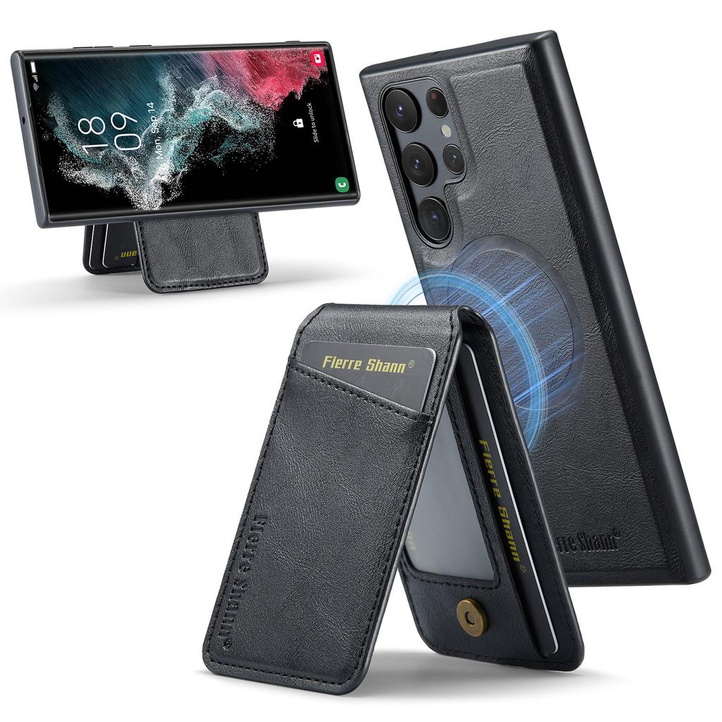 025 Style For Samsung Galaxy S22 Ultra 5G Case RFID Blocking Leather+TPU Phone Cover Detachable