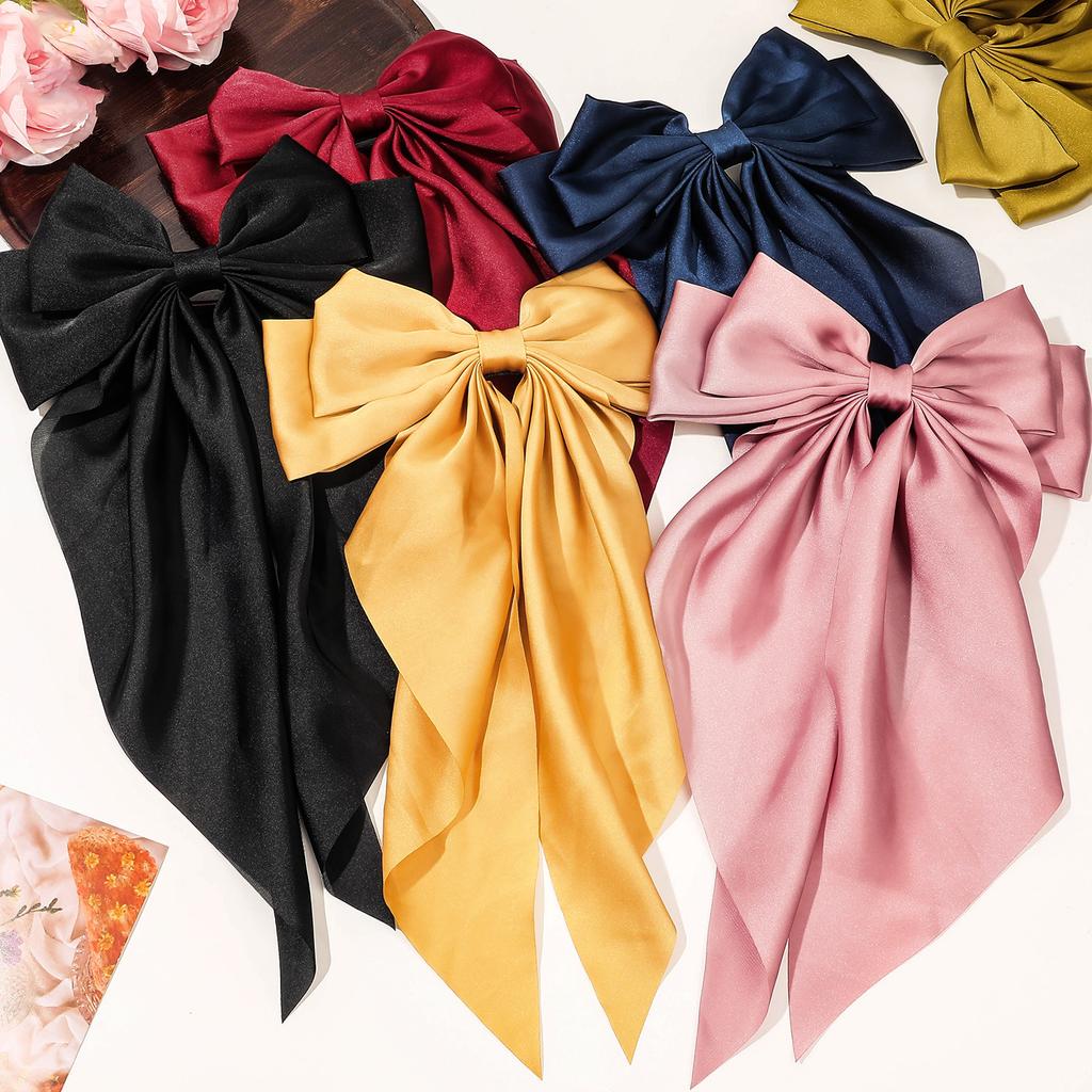 Elegant Bow Barrettes Women Temperament Ponytail Hairpin Hair Clip Girls Black Red Big Ribbon Hair Clip Fashion Hair Accessories