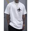 Men's Fashionable Creative Design Airplane Print Short-Sleeve T-Shirt for Sports, Leisure, and Daily Versatile Wear In Summer