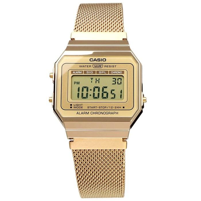 [Casio] A700WMG-9A Digital Watch - Vintage Series - Metal Mesh Band - Gold
